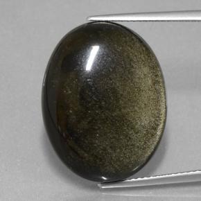 Ossidiana Lucentezza d'oro nero naturale da 18.98 ct, Taglio ovale, Opaco