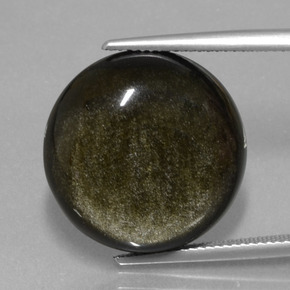 Ossidiana Lucentezza d'oro nero naturale da 19.72 ct, Taglio rotondo, Opaco