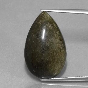 Ossidiana naturale bronzo nerastro da 14,16 ct, taglio a pera, opaco