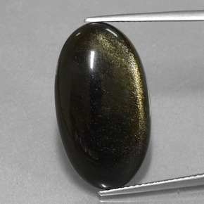 Ossidiana lucentezza d'oro nero naturale da 15,17 ct, taglio ovale, opaco