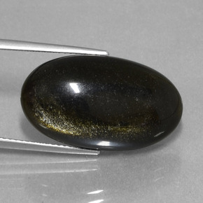 Ossidiana lucentezza d'oro nero naturale da 15,17 ct, taglio ovale, opaco