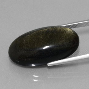 Ossidiana lucentezza d'oro nero naturale da 15,17 ct, taglio ovale, opaco
