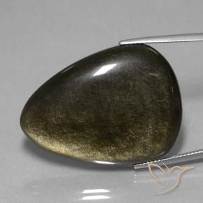 Ossidiana Nero con riflessi dorati naturale da 38.75 ct, Taglio trillion, Opaco