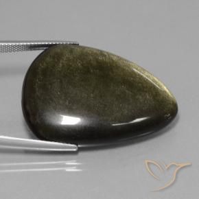 Ossidiana Nero con riflessi dorati naturale da 38.75 ct, Taglio trillion, Opaco