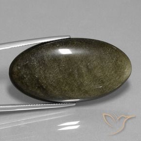Ossidiana Nero con riflessi dorati naturale da 37.05 ct, Ovale, Opaco