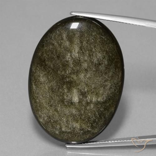 45.87ct Naturale Marrone scuro Ossidiana, Ovale, Opaco