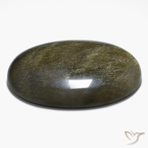 Ossidiana Nero con riflessi dorati naturale da 42.63 ct, Ovale, Opaco