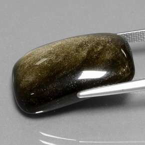 Ossidiana Lucentezza d'oro nero naturale da 17.14 ct, Taglio a cuscino, Opaco