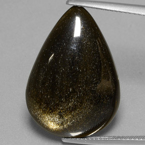 Ossidiana Patina dorata naturale da 15.44 ct, Forma a pera, Opaco