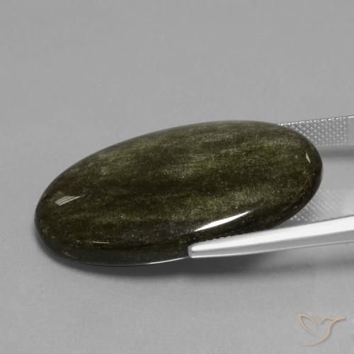 Ossidiana Nero con riflessi dorati naturale da 28.75 ct, Ovale, Opaco