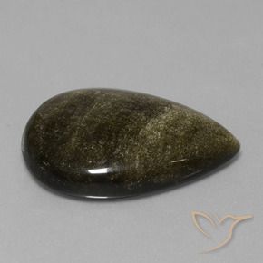 Ossidiana Nero con riflessi dorati naturale da 35.49 ct, Forma a pera, Opaco