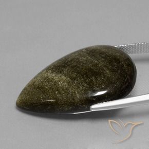Ossidiana Nero con riflessi dorati naturale da 35.49 ct, Forma a pera, Opaco