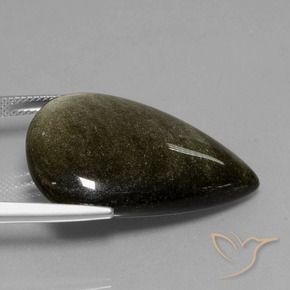 Ossidiana Nero con riflessi dorati naturale da 27.71 ct, Forma a pera, Opaco