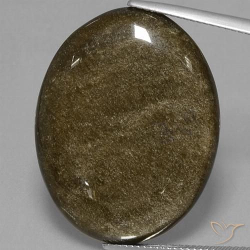 30.70ct Naturale Nero con riflessi dorati Ossidiana, Ovale, Opaco
