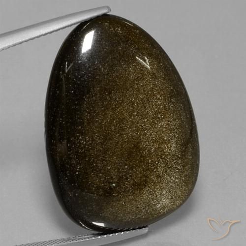 29.28ct Naturale Nero con riflessi dorati Ossidiana, Taglio a fantasia, Opaco