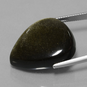 Ossidiana naturale nero da 26,56 ct, taglio a pera, opaco