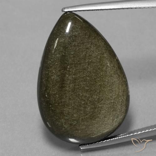 24.86ct Naturale Marrone chiaro nerastro Ossidiana, Forma a pera, Opaco