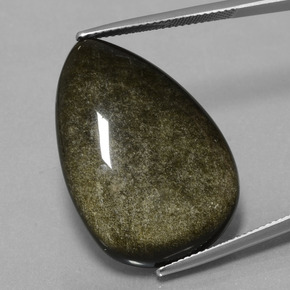 Ossidiana naturale nero da 28,31 ct, taglio a pera, opaco