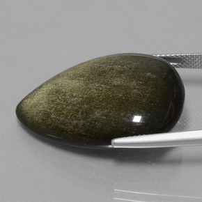 Ossidiana naturale nero da 28,31 ct, taglio a pera, opaco