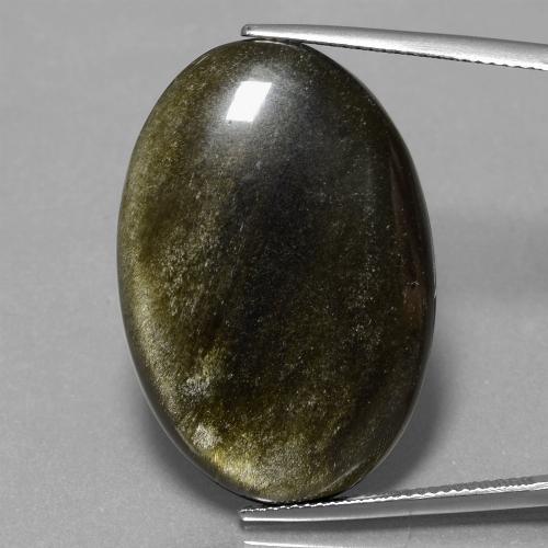 Ossidiana naturale nero da 28,44 ct, taglio ovale, opaco