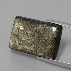 Ossidiana Patina dorata naturale da 13.86 ct, Taglio a baguette, Opaco