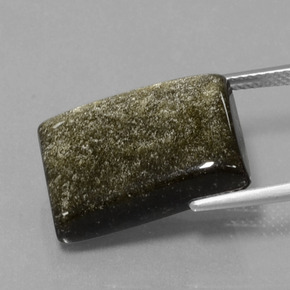 Ossidiana Patina dorata naturale da 13.86 ct, Taglio a baguette, Opaco