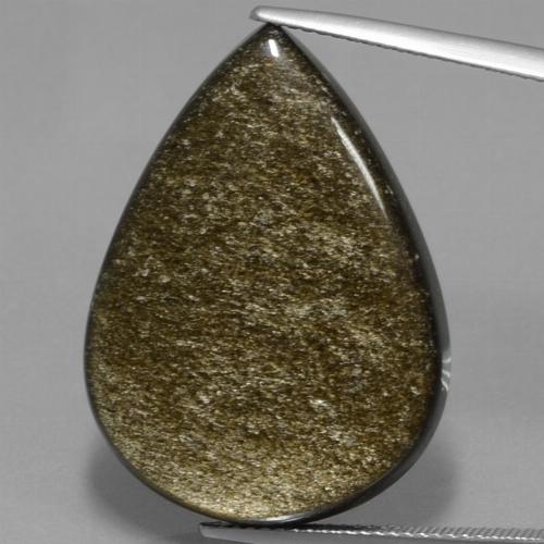 Ossidiana Nero con riflessi dorati naturale da 27.82 ct, Forma a pera, Opaco