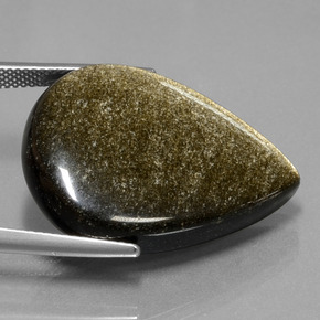 Ossidiana Nero con riflessi dorati naturale da 27.82 ct, Forma a pera, Opaco