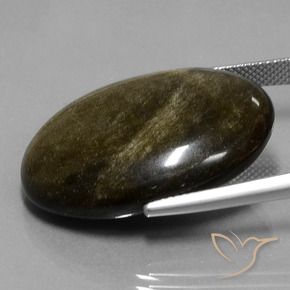 Ossidiana Nero con riflessi dorati naturale da 32.97 ct, Ovale, Opaco