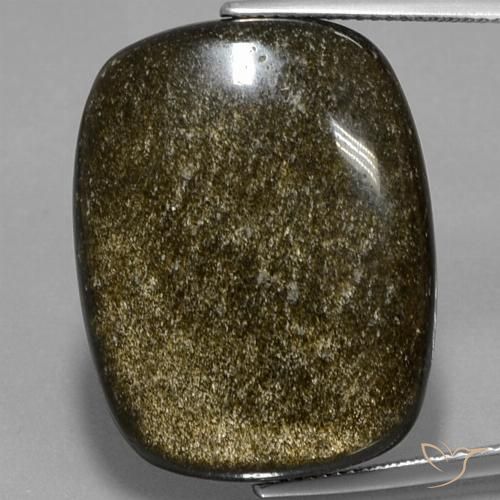 30.10ct Naturale Nero con riflessi dorati Ossidiana, Cuscino, Opaco
