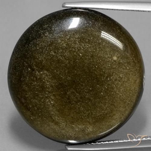 Ossidiana naturale dorato da 26,81 ct, taglio rotondo, opaco