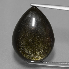 Ossidiana Patina dorata naturale da 11.68 ct, Forma a pera, Opaco