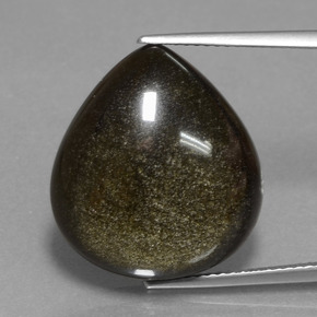 Ossidiana naturale nero da 14,33 ct, taglio a pera, opaco