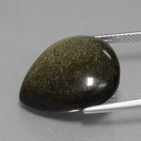 Ossidiana naturale nero da 14,33 ct, taglio a pera, opaco