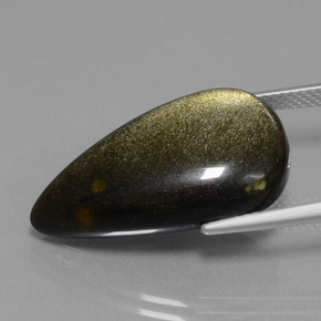 Ossidiana Lucentezza d'oro nero naturale da 13.80 ct, Forma a pera, Opaco