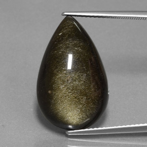 Ossidiana Lucentezza d'oro nero naturale da 13.69 ct, Forma a pera, Opaco