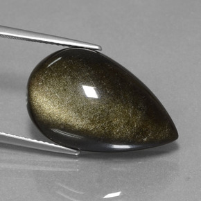 Ossidiana Lucentezza d'oro nero naturale da 13.69 ct, Forma a pera, Opaco