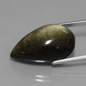 Ossidiana Lucentezza d'oro nero naturale da 13.69 ct, Forma a pera, Opaco