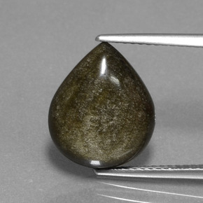 Ossidiana naturale oro da 4,64 ct, taglio a pera, opaco