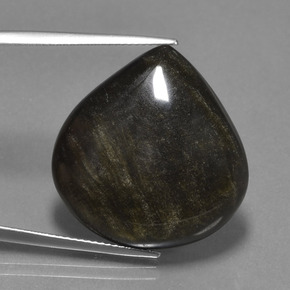Ossidiana naturale nero da 26,92 ct, taglio a pera, opaco