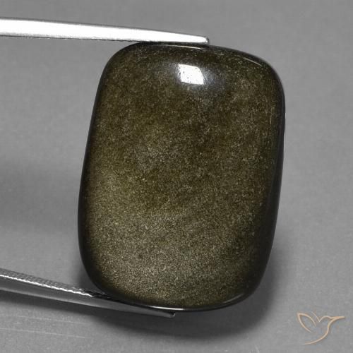 28.60ct Naturale Nero con Bronzo Ossidiana, Cuscino, Opaco