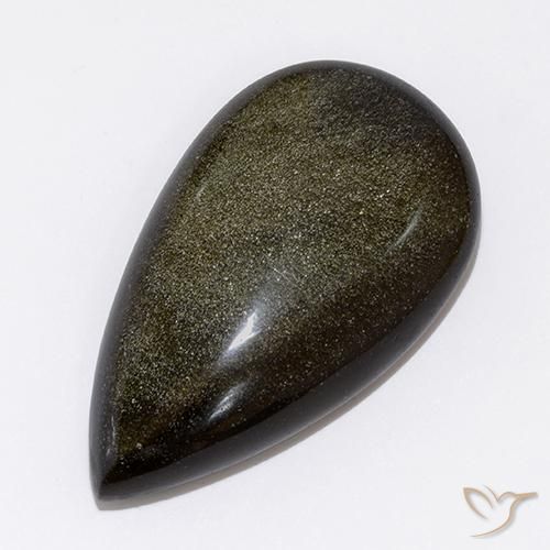 Ossidiana Nero con Bronzo naturale da 26.64 ct, Forma a pera, Opaco