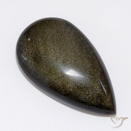 Ossidiana Nero con Bronzo naturale da 26.64 ct, Forma a pera, Opaco
