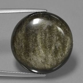 Ossidiana Lucentezza d'oro nero naturale da 20.62 ct, Taglio rotondo, Opaco