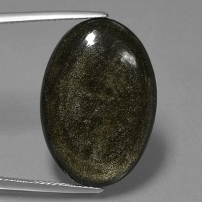 Ossidiana Lucentezza d'oro nero naturale da 16.64 ct, Taglio ovale, Opaco