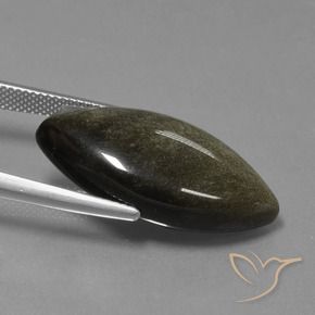 Ossidiana Nero con riflessi dorati naturale da 17.08 ct, Taglio marquise, Opaco