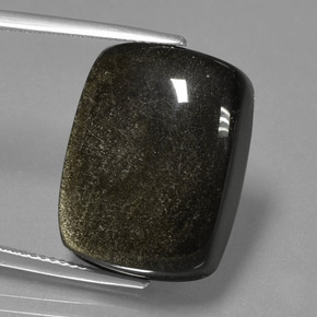 Ossidiana Nero con riflessi dorati naturale da 22.56 ct, Taglio a cuscino, Opaco