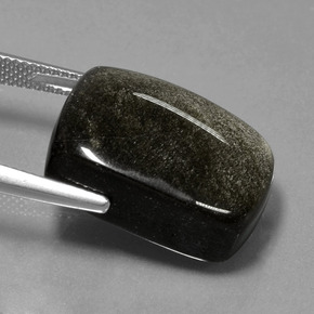 Ossidiana Nero con riflessi dorati naturale da 22.56 ct, Taglio a cuscino, Opaco