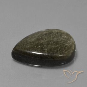 Ossidiana Nero con riflessi dorati naturale da 25.69 ct, Forma a pera, Opaco