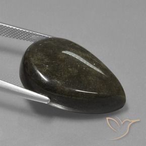 Ossidiana Nero con riflessi dorati naturale da 25.69 ct, Forma a pera, Opaco